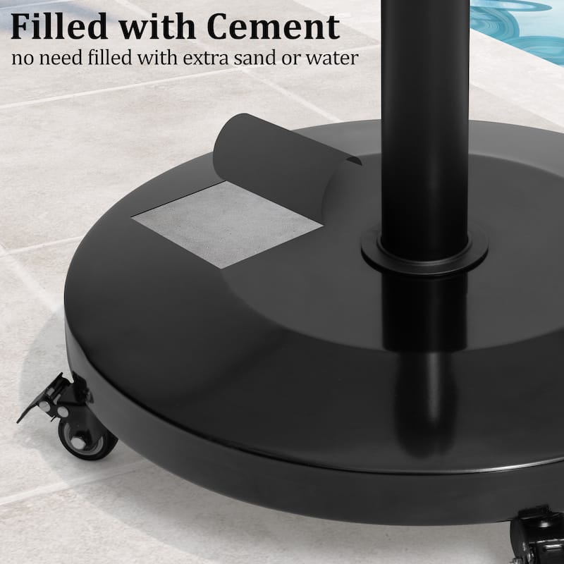 VredHom Round Market Umbrella Base Concrete / Cement Metal With Wheels