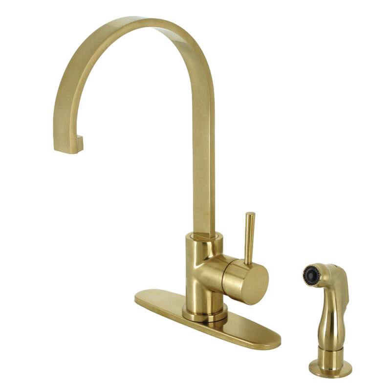 Kingston Brass Concord 1.8 GPM Single Hole Kitchen Faucet - Includes - Brushed Brass