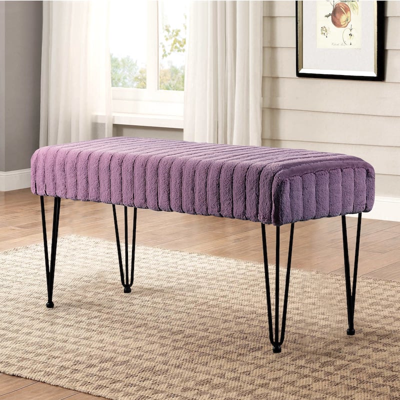 Serenta SuperMink Fauxfur Ottoman Bench - 46" x 16" x 22" - Blackberry