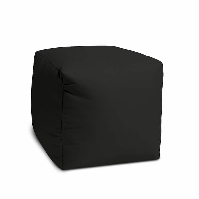 HomeRoots 17" Cool Jet Black Solid Color Indoor Outdoor Pouf Cover - 17' X '17' X '1