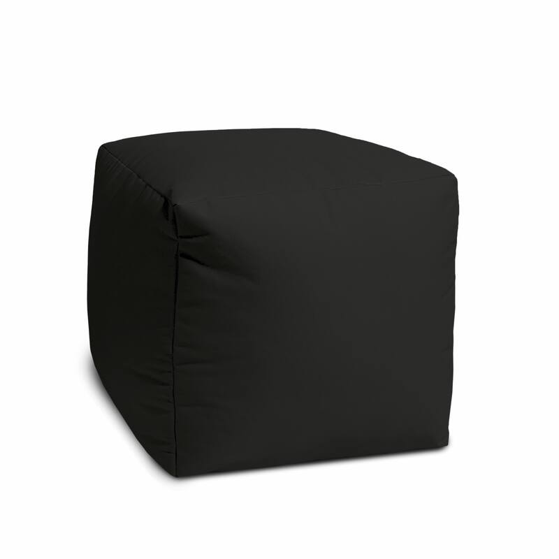 HomeRoots 17" Cool Jet Black Solid Color Indoor Outdoor Pouf Cover - 17' X '17' X '1