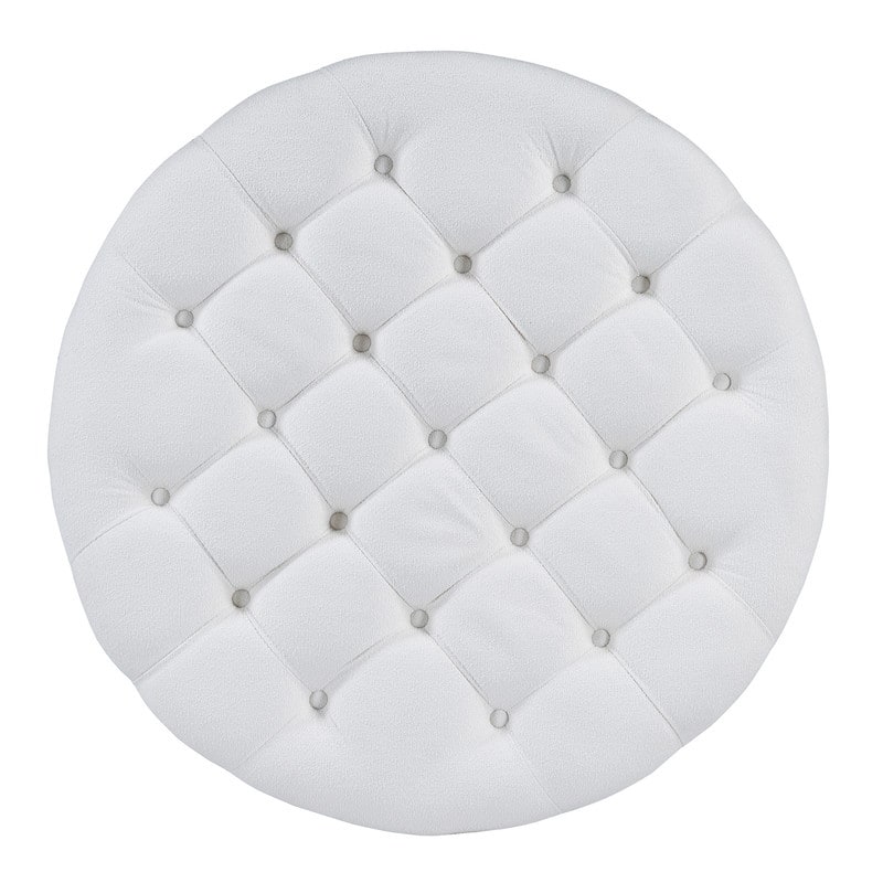 Modern Large Round Ottoman Coffee Table 2-Tier Oversized Button Tufted Ottoman with wheels