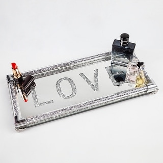 Dresser Perfume Tray - LOVE Letter Mirrored Crushed Diamond - silver - Bed Bath & Beyond