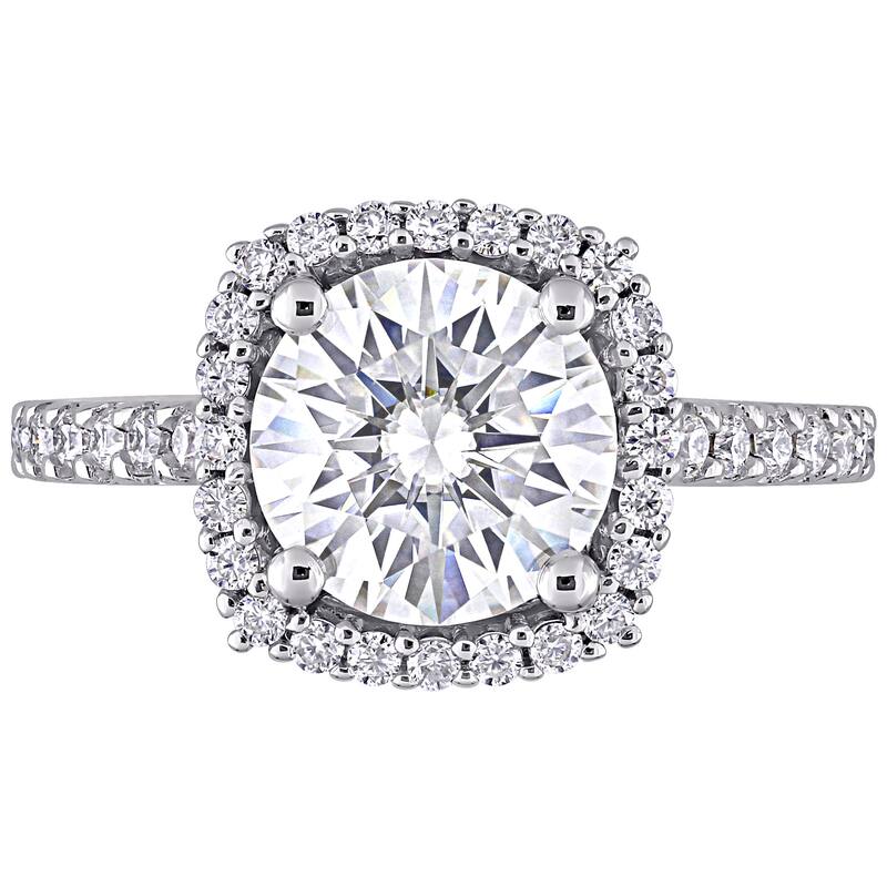 Miadora 2 1/2ct DEW Moissanite Halo Engagement Ring in 10k White Gold