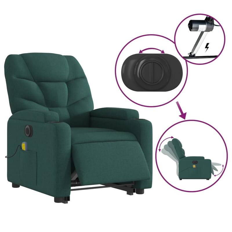 vidaXL Stand up Massage Recliner Chair Light Gray Fabric
