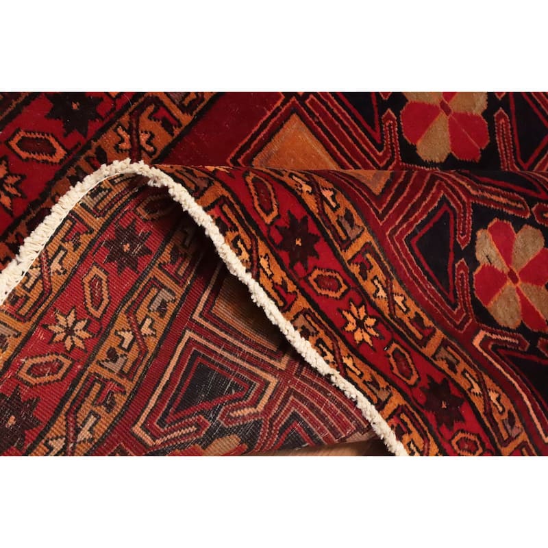 Hand Knotted Oriental 100% Wool Carpet Traditional Geometric Oranges & Rust Ardebil Runner Rug - 10' 2'' X 4' 4''