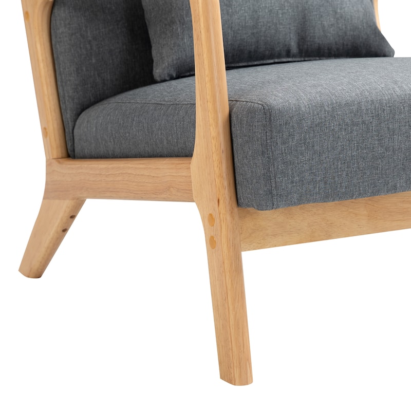 Briston 2 Set Mid Century Modern Wood Accent Chairs with pillow