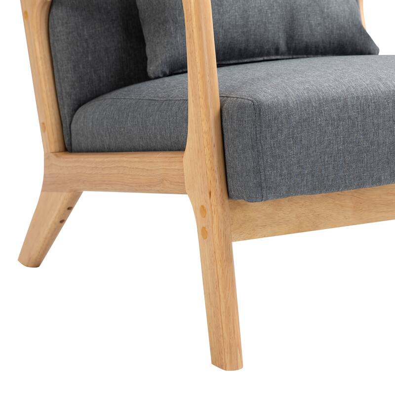 Mid Century Modern Upholstered Accent Chair with Pillow