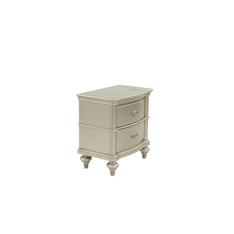 Wooden Nightstand in Champagne, Stylish Bedroom Storage Table, 28" x 17" x 28"H