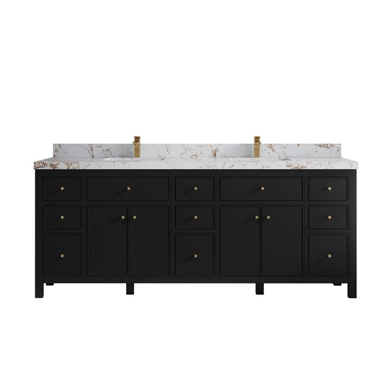 Willow Collections 84 in. W x 22 in. D Sonoma Free Standing Reeded Double Sink Bathroom Vanity with Countertop