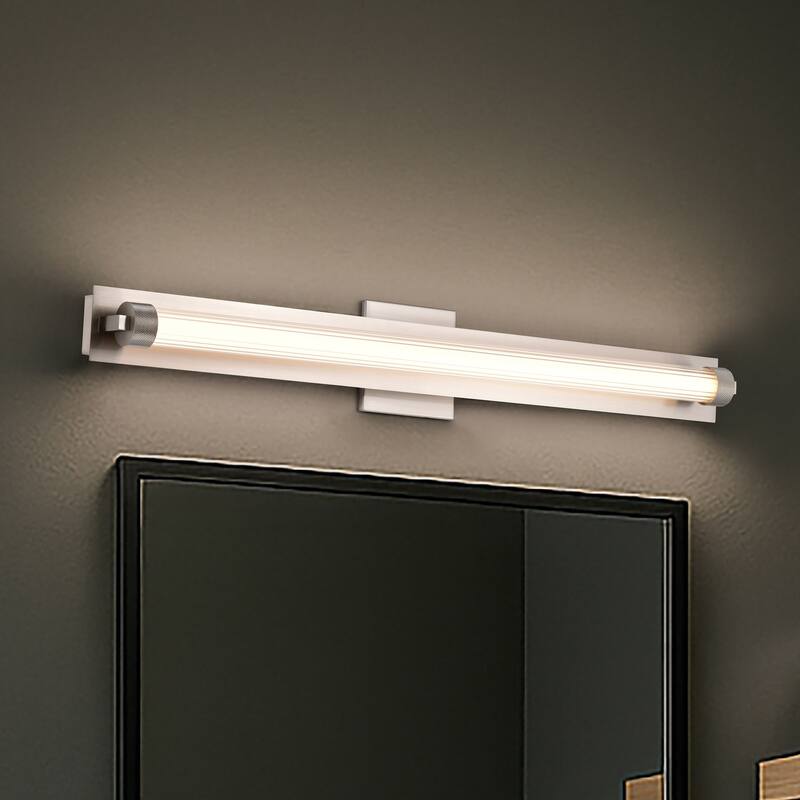 Larissa 32 Inch LED Vanity 3000K CCT Brushed Nickel Finish Opaque Glass - Brushed Nickel