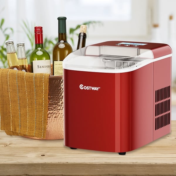 Costway Portable Compact Electric Ice Maker Machine Counter Top, Mini Cube 26lb