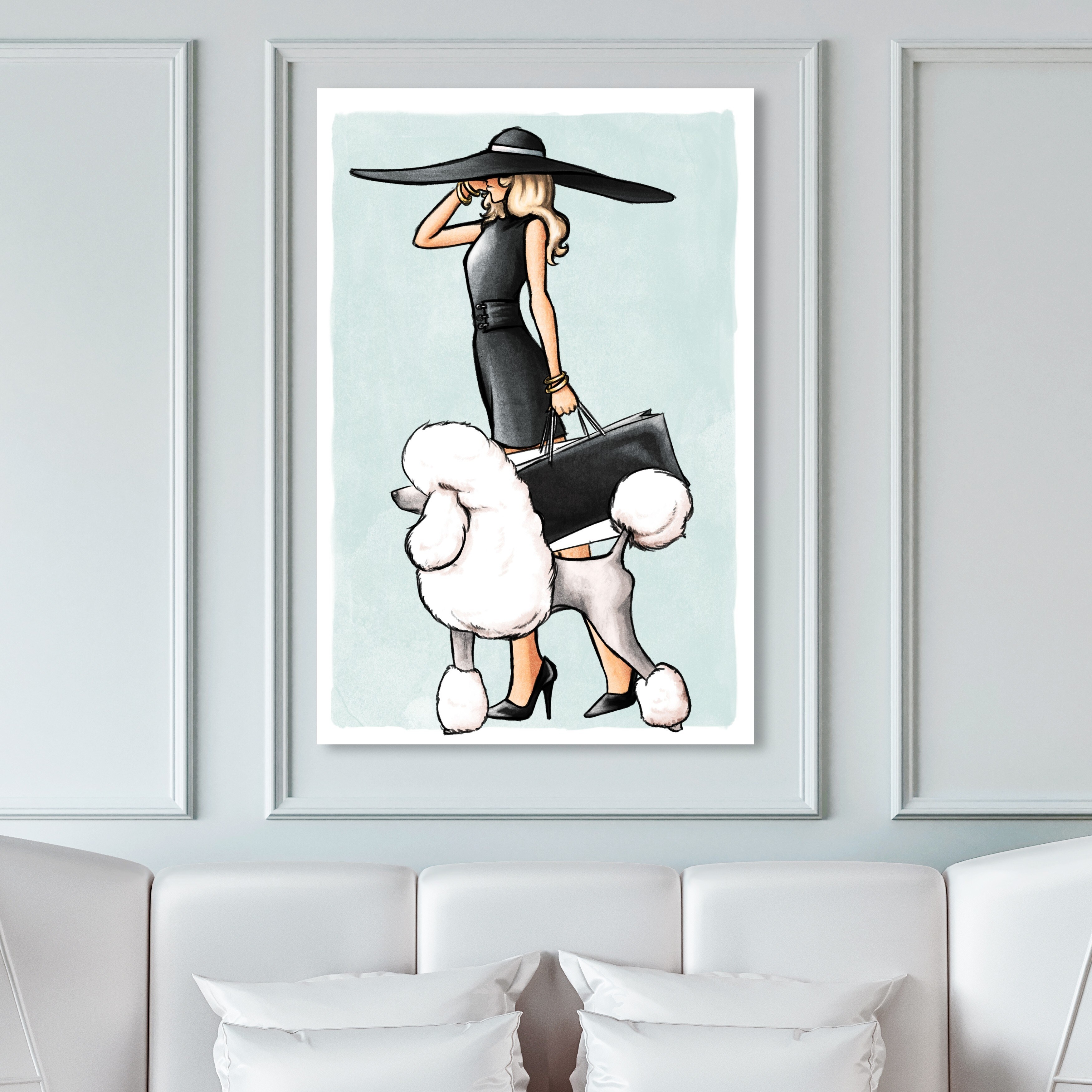 Oliver Gal 'Glam on a Stroll Aqua' Fashion and Glam Wall Art