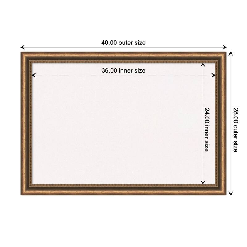 Manhattan Bronze Narrow Wood Framed White Corkboard Bulletin Board - Board Size 36x24