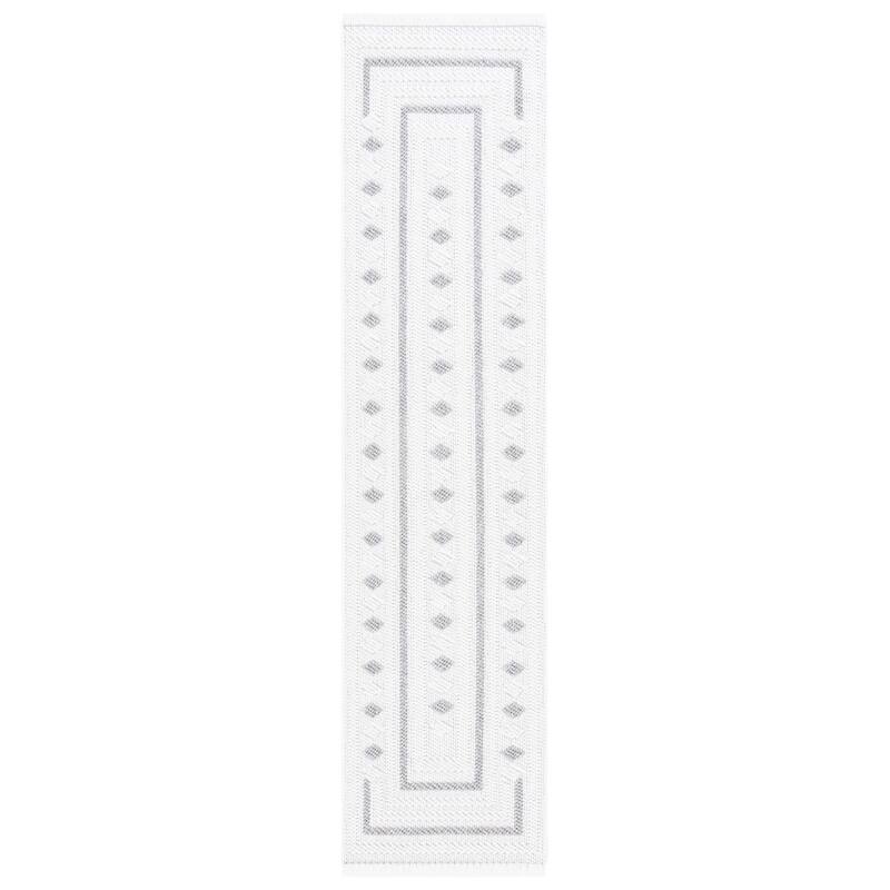 SAFAVIEH Lotus Fleurine Rustic Rug - 2' x 8' Runner - Ivory/Grey
