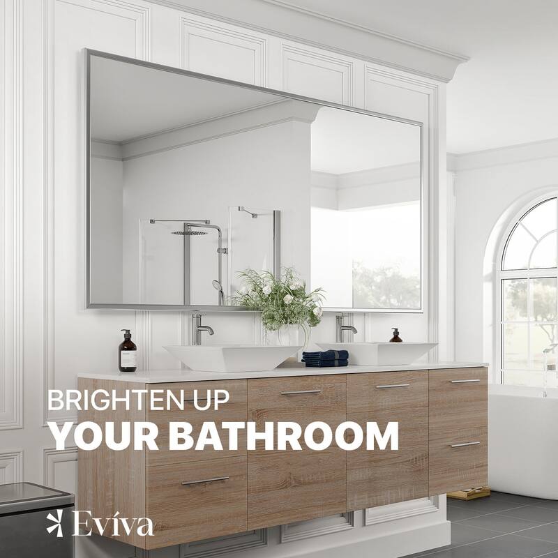 Eviva Vista 72" x 30" Rectangular Brushed Nickel Metal Framed Mirror - Brushed Nickel