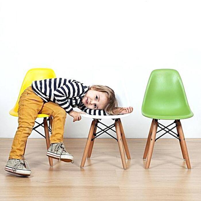 Kids Table and Chair Set Modern Toddler Furniture with Round Table and Armless Chairs Eiffel Wooden Legs Dining or Playroom Use