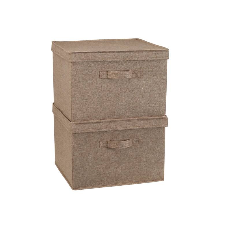 Household Essentials Square KD Storage Box with Lid, Set of 2