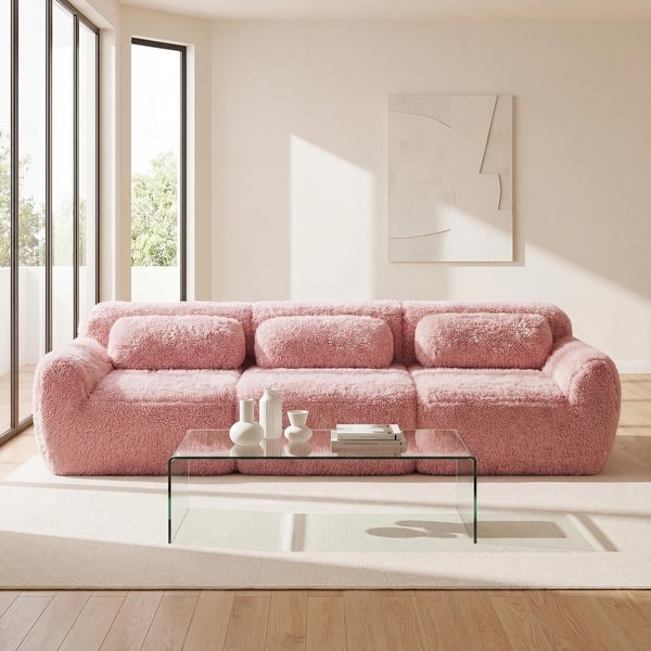Homy Casa Pink Plush Modular Sectional Sofa Set Soft Cloud Floor Couch - Bed Bath & Beyond