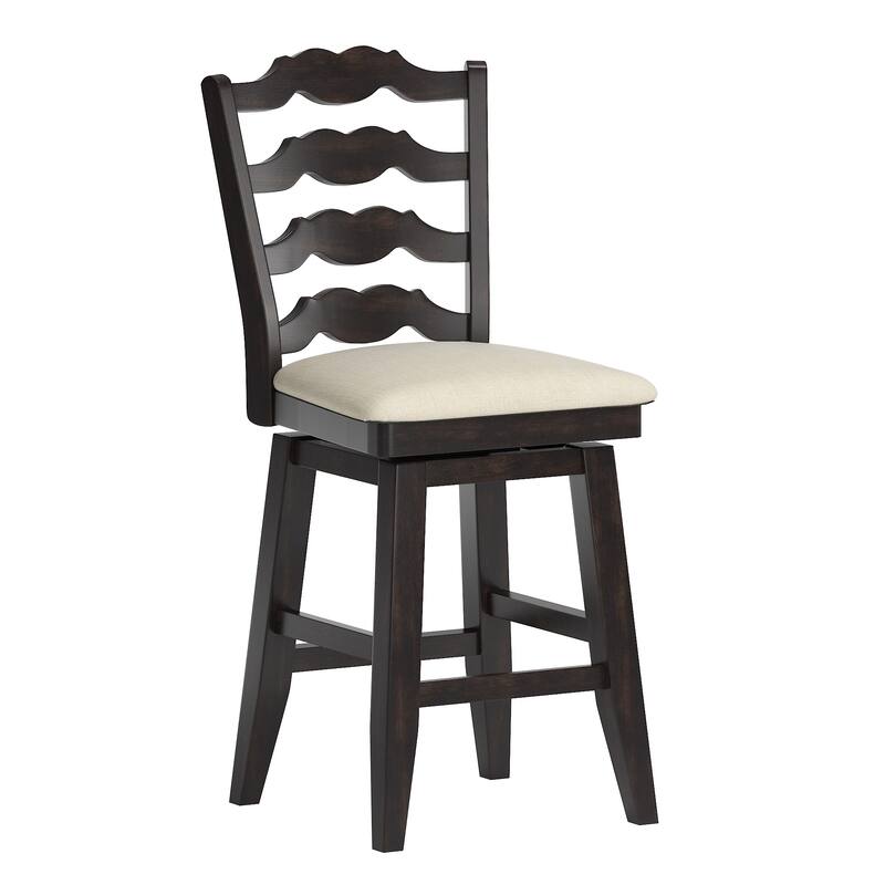 Eleanor French Ladder Back Swivel Stool by iNSPIRE Q Classic - Counter Height - Antique Black