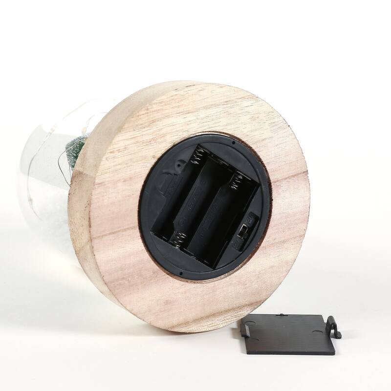 Lighted Snowy Christmas Tree Battery-Operated Glass Globe Holiday Decoration