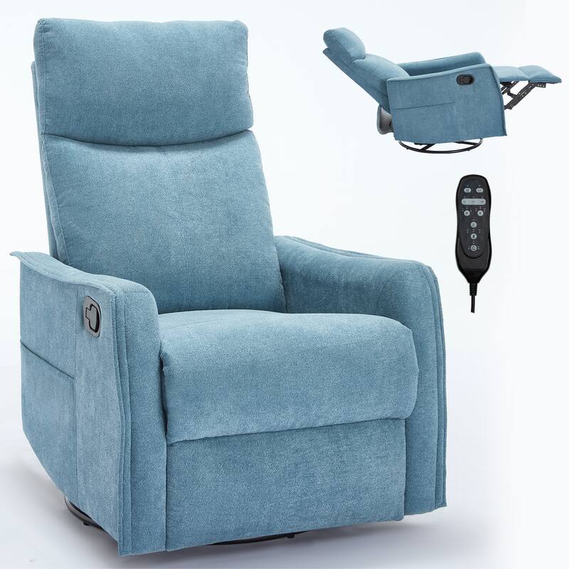 Swivel Manual Recliner Chair with Heat & Massage, Adjustable Heavy Duty Reclining Sofa, Ergonomic Single Lounge Sofa