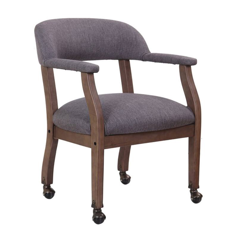 Anna Captain Chair, Driftwood Finish, Hooded Brass Casters, Gray Linen