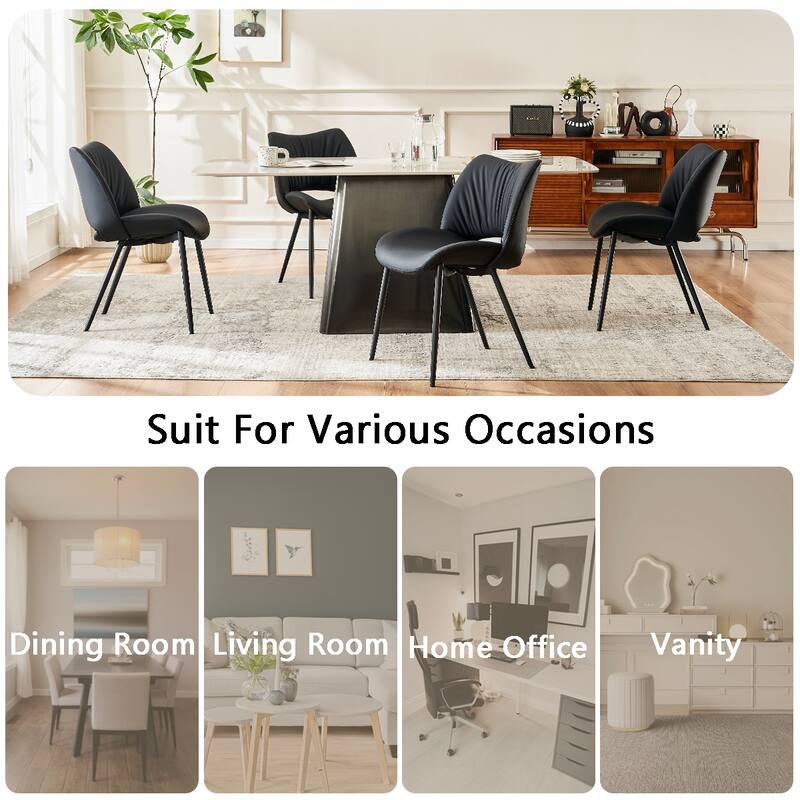 Modern PU Leather Dining Chairs Set of 2, Upholstered Kitchen Chairs