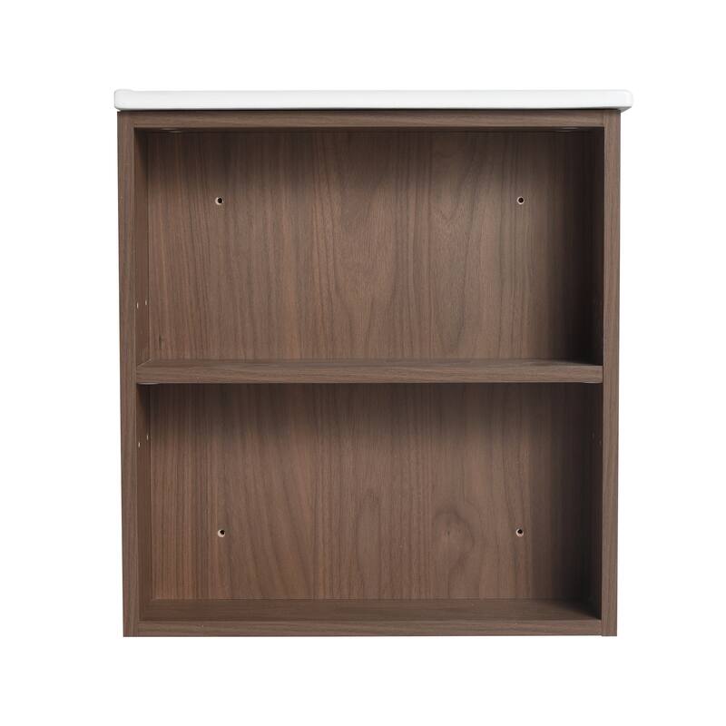 36" Wall-Mounted Bathroom Vanity, Double Soft-Close Drawers, Adjustable Side Rack, 45° Bevelled Invisible Handle