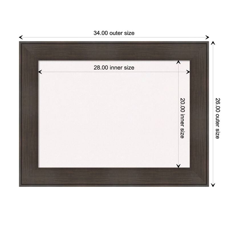 William Rustic Woodgrain Framed White Corkboard Bulletin Board - Board Size 28x20