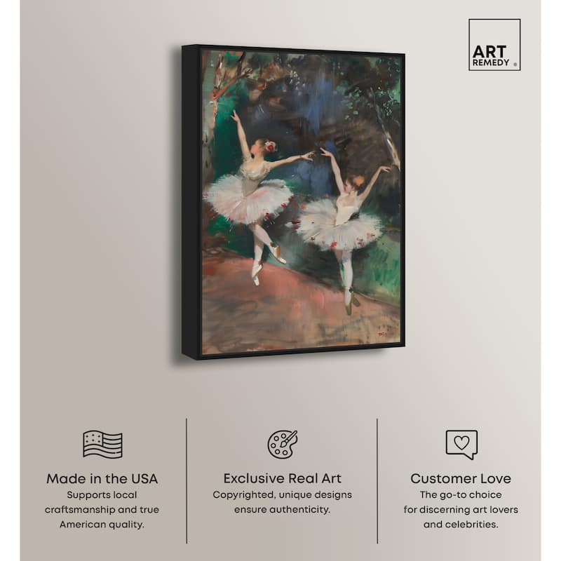 Art Remedy Classical Ballerinas Framed Impressionism 1 Piece Canvas Wall Art /Monet And Van Gogh Inspired Art