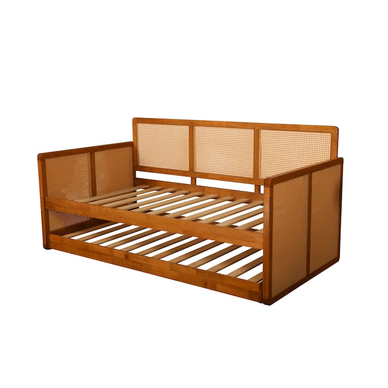 Somette Abaco Daybed with Pop-Up in Honey Includes Mattresses
