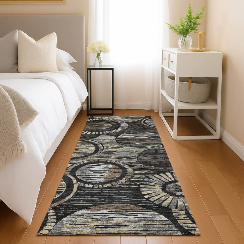 Machine Washable Indoor/ Outdoor Modern Grover Chantille Rug