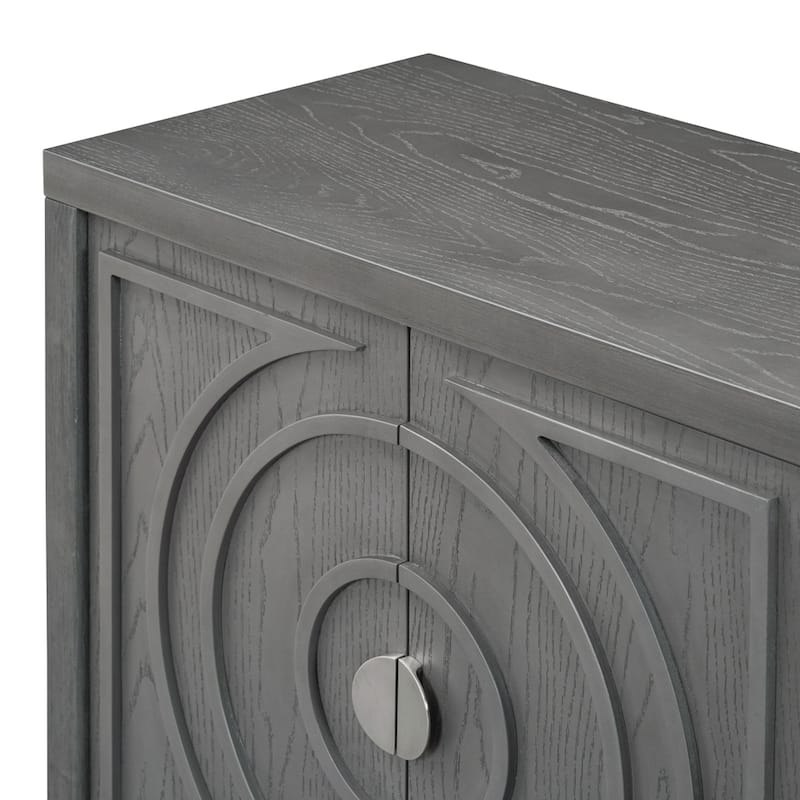60" Sideboard with Circular Groove Design Metal Handle