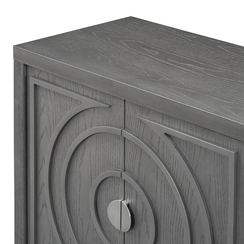 Sideboarddoor with Circular Groove Design Round Metal Door Handle - N/A