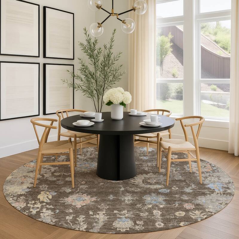 Machine Washable Indoor/ Outdoor Vintage Traditional Chantille Rug