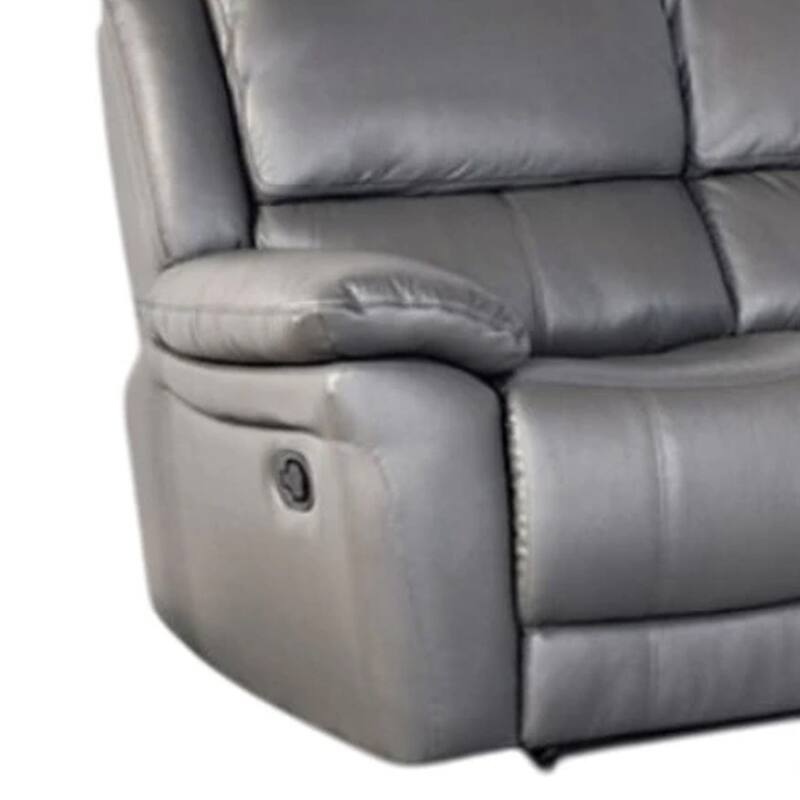 Larus Sofa, Manual Reclining Mechanism, Dark Gray Faux Leather, 82 Inch
