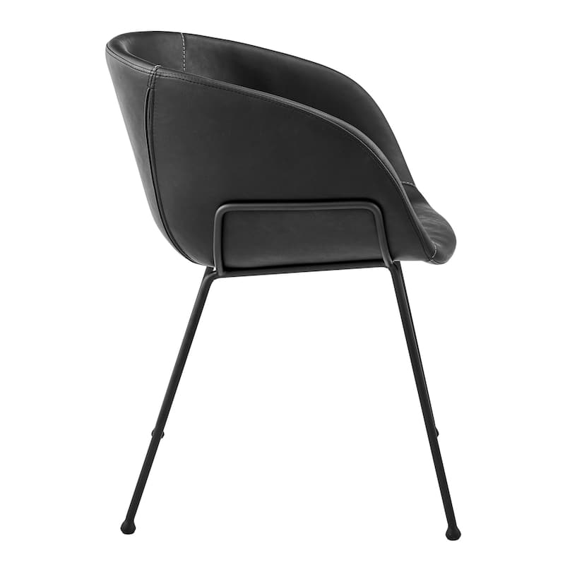 HomeRoots Set of Two Black Upholstered Faux Leather Dining Arm Chairs - 22.05 in. x 29.34 in. x 22.05 in.