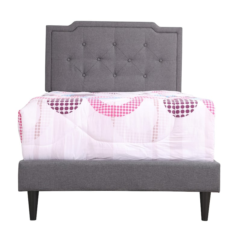 Upholstered Button Tufted Twin Panel Bed - 81" - Gray