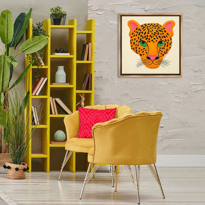 Stupell Modern Leopard Wildlife Face Framed Floater Canvas Wall Art Design By Carrie Cantwell
