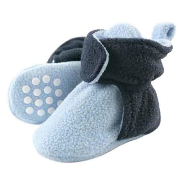 slide 1 of 1, Luvable Friends Baby and Toddler Boy Cozy Fleece Booties, Light Blue Navy Light Blue Navy - 2