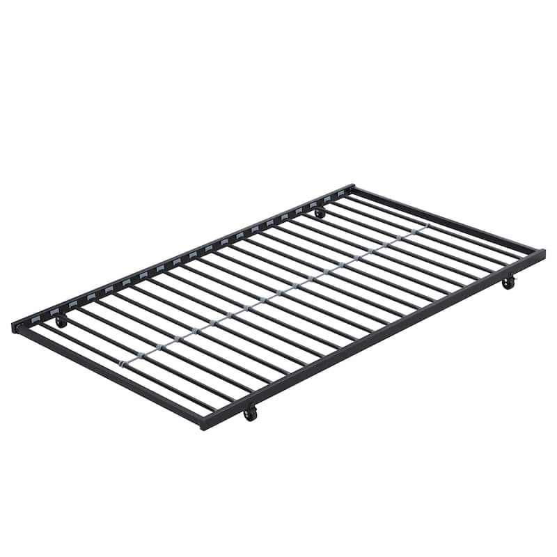 Twin over Twin Metal Bunk Bed with Trundle and Fence
