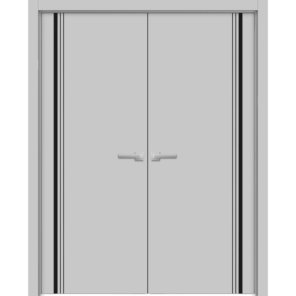 Solid French Double Doors 36 x 80 Planum 0011 Grey Matte with