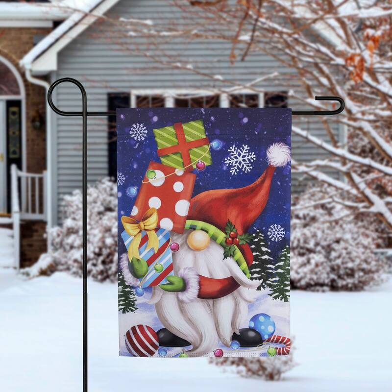 Santa Gnome Outdoor Christmas Garden Flag - 18" x 12.5" - 18" x 12.5"