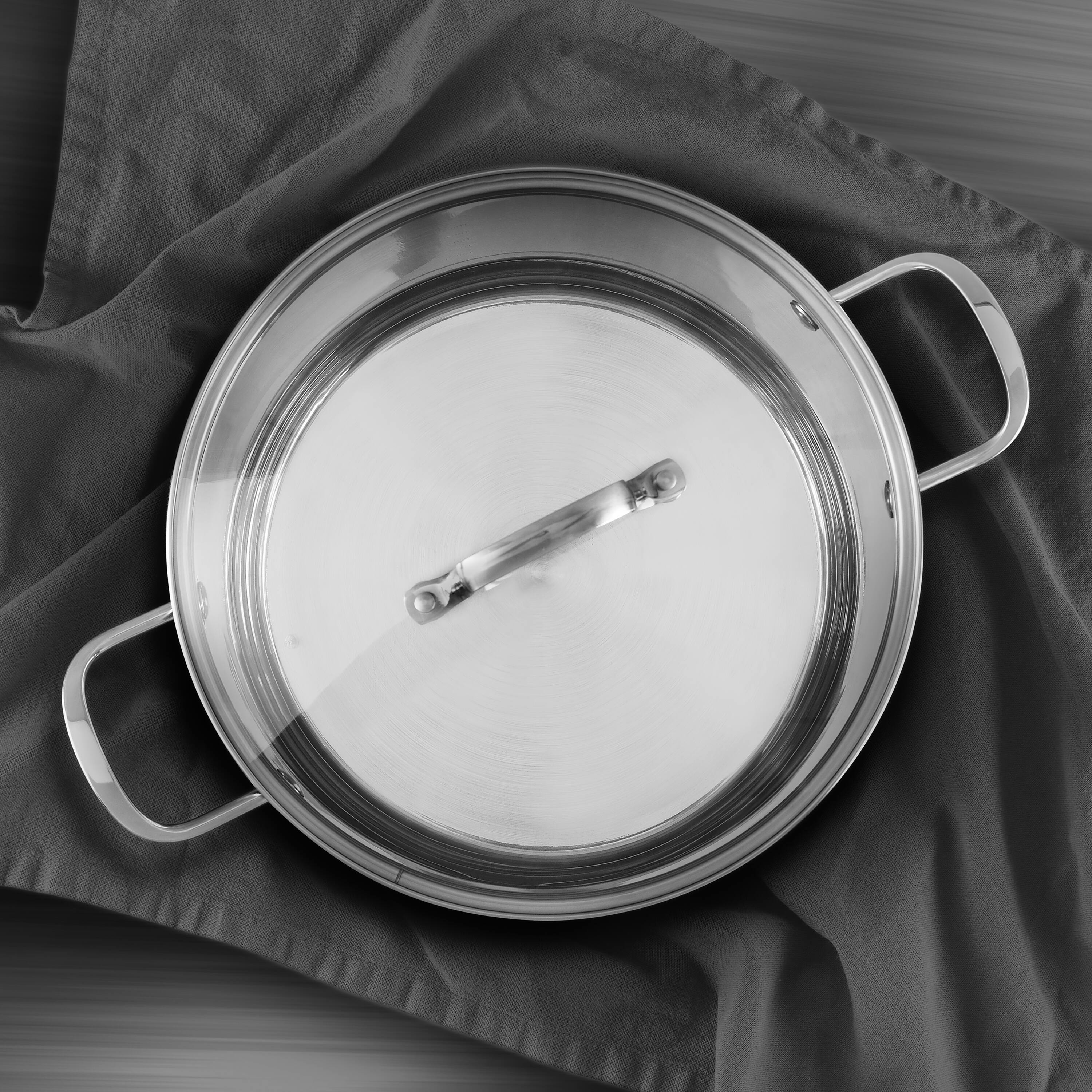 Bergner Essentials Stainless Steel Stock Pot with Tempered Glass Lid 12