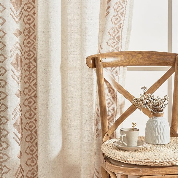 Vintage Farmhouse Curtains Boho Embroidered, 2 Panels - On Sale