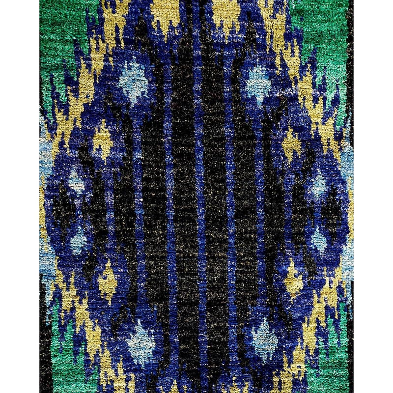 Overton Handknotted Wool Vintage Inspired Contemporary Modern Black Square Area Rug - 12' 5" x 11' 10"