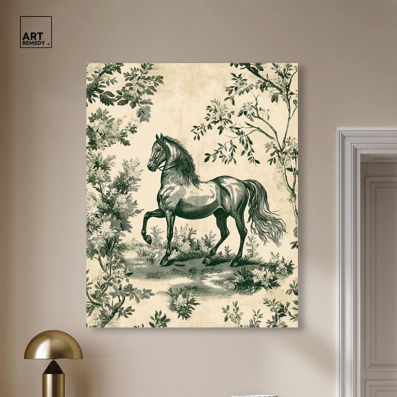 Equestrian Etching Canvas by Art Remedy, Gallery Wrapped