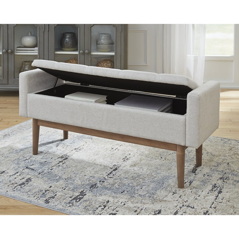 Briarson Contemporary Beige/Brown Storage Bench - 50"W x 18"D x 18"H