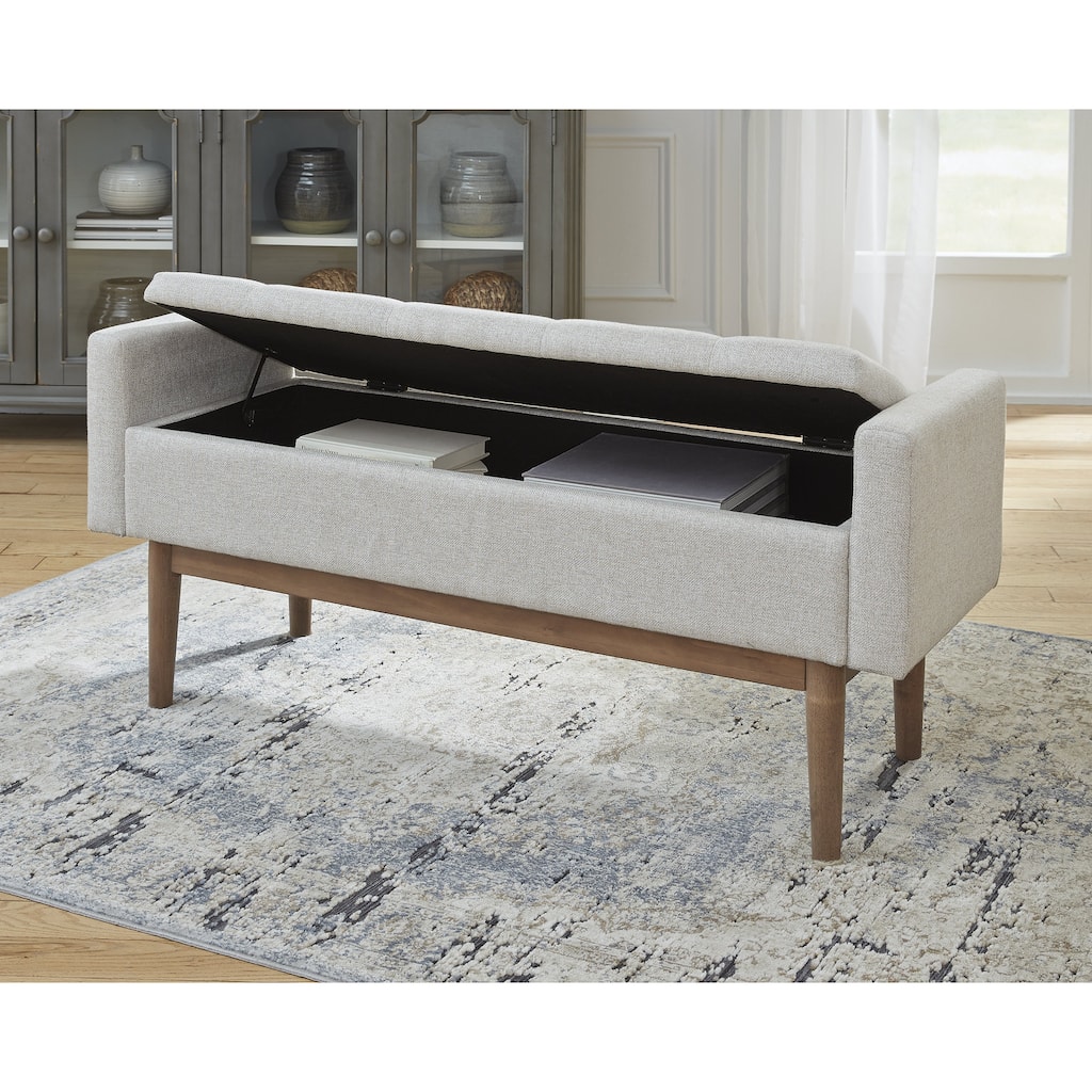 Briarson Contemporary Beige/Brown Storage Bench - 50"W x 18"D x 18"H